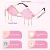 2 Pairs Tassel Clouds Shaped, Rimless Men Women 90s Disco Sunglasses (Light Blue, Pink) view 3