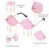 2 Pairs Tassel Clouds Shaped, Rimless Men Women 90s Disco Sunglasses (Light Blue, Pink) view 4