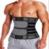 KIWI RATA Neoprene Workout Waist Trainer for Men Sweat Belt with Double Belly Straps, X-shape Steel Bones view 1