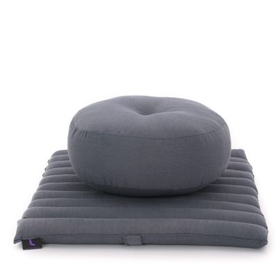 Leewadee Meditation Cushion Set  1 Small Zafu Yoga Pillow and 1 Small Roll-Up Zabuton Mat Filled with Kapok, Anthracite