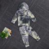 Goelsakurara Toddler Kids Baby Boy Girl Tie Dye Outfit Long Sleeve Hooded Sweatshirt Top Drawstring Sweatpants 2Pcs Tracksuit (Grey,1-2T) view 2