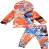 Goelsakurara Toddler Kids Baby Boy Girl Tie Dye Outfit Long Sleeve Hooded Sweatshirt Top Drawstring Sweatpants 2Pcs Tracksuit (Red,4-5T) view 1