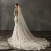 EllieHouse Womens Long Cathedral Length 1 Tier Pearl White Wedding Bridal Veil With Metal Comb HD34WT view 2