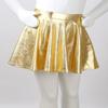 dPois Girls Kids Shiny Metallic Flared Pleated Mini Skirt A-Line Skater Skort Ballet Jazz Hip Hop Dance Outfit Gold 8 view 3