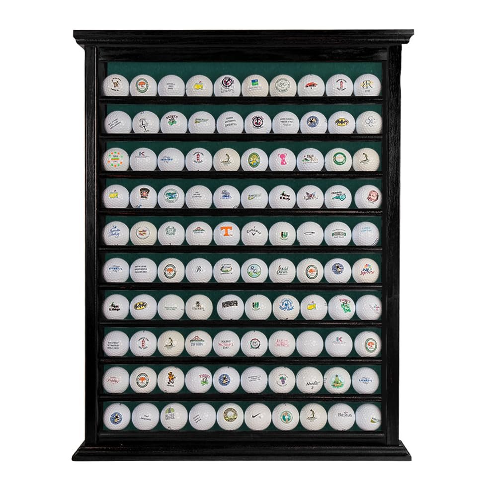 Golf Ball Display Case | Holds 100 Golf Balls | Handcrafted Solid Wood | Four Color Options