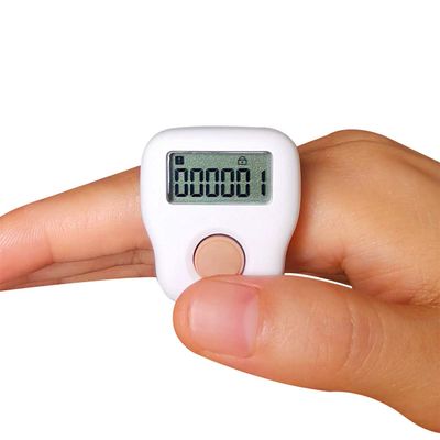 Arvakr Rechargeable Silent Finger Counter 6 Channels Digital Tasbih Tally Clicker with LED for Prayer Knitting Sports Gift White