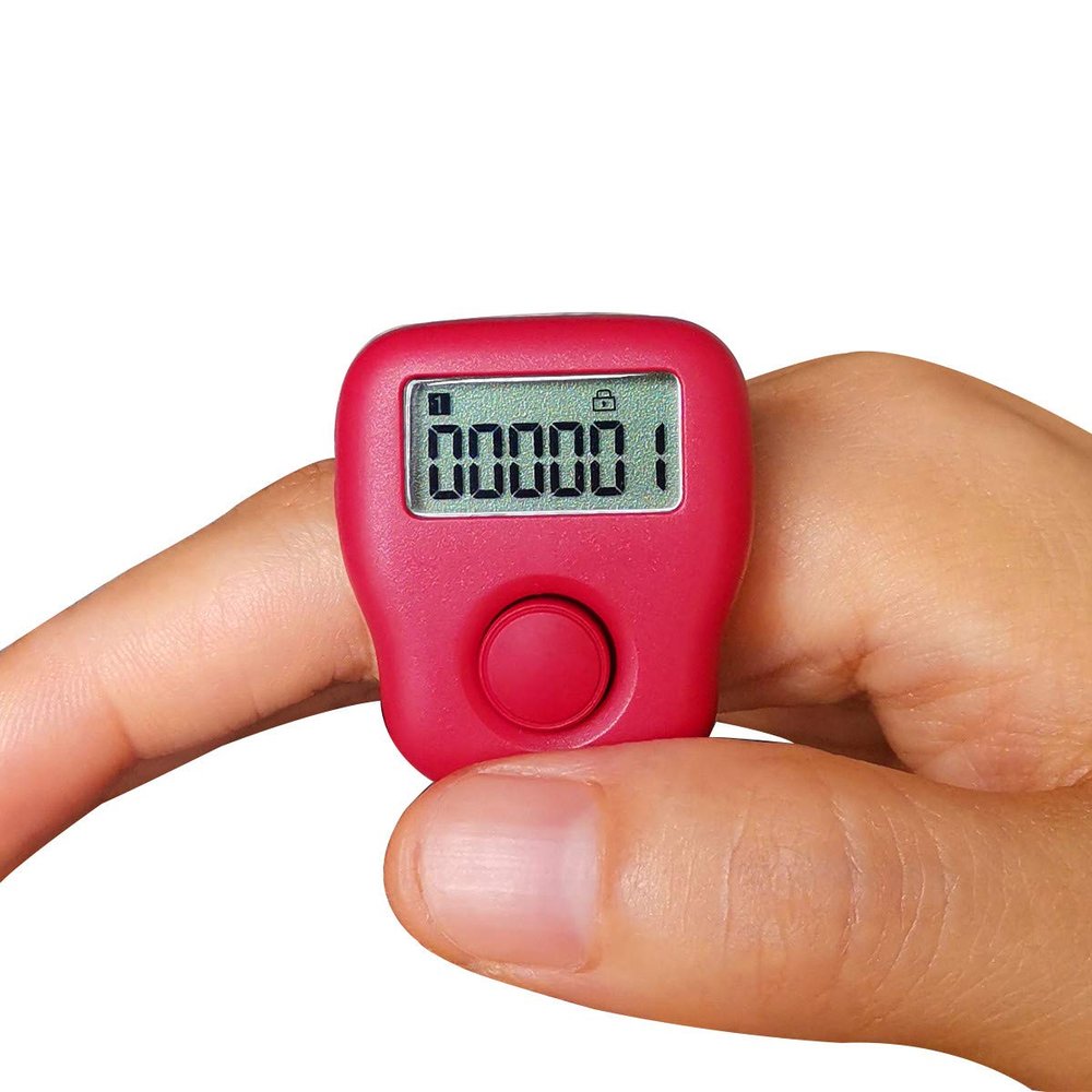 Arvakr Rechargeable Silent Finger Counter 6 Channels Digital Tasbih Tally Clicker with LED for Prayer Knitting Sports Gift Red