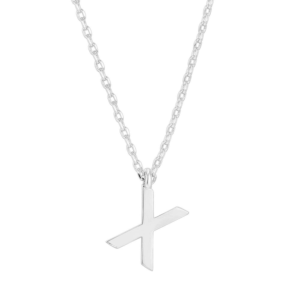 PAVOI Initial Letter Pendant Necklace for Women, White Gold, X