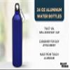 DISCOUNT PROMOS Aluminum Water Bottles with Carabiner 24 oz. Set of 10, Bulk Pack - Perfect for Gym, Hiking, Camping, Running, Mountain Bike, Outdoor Sports - Met Blue view 3