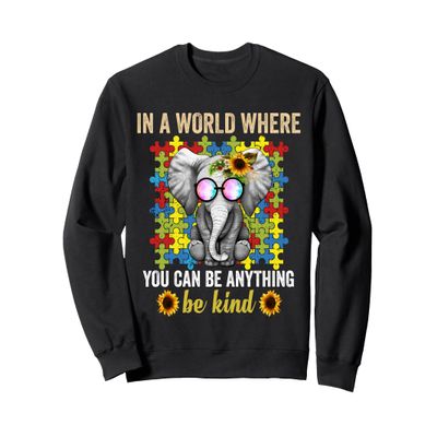 Be Kind Autism Awareness Cute Elephant Puzzle Sweatshirt