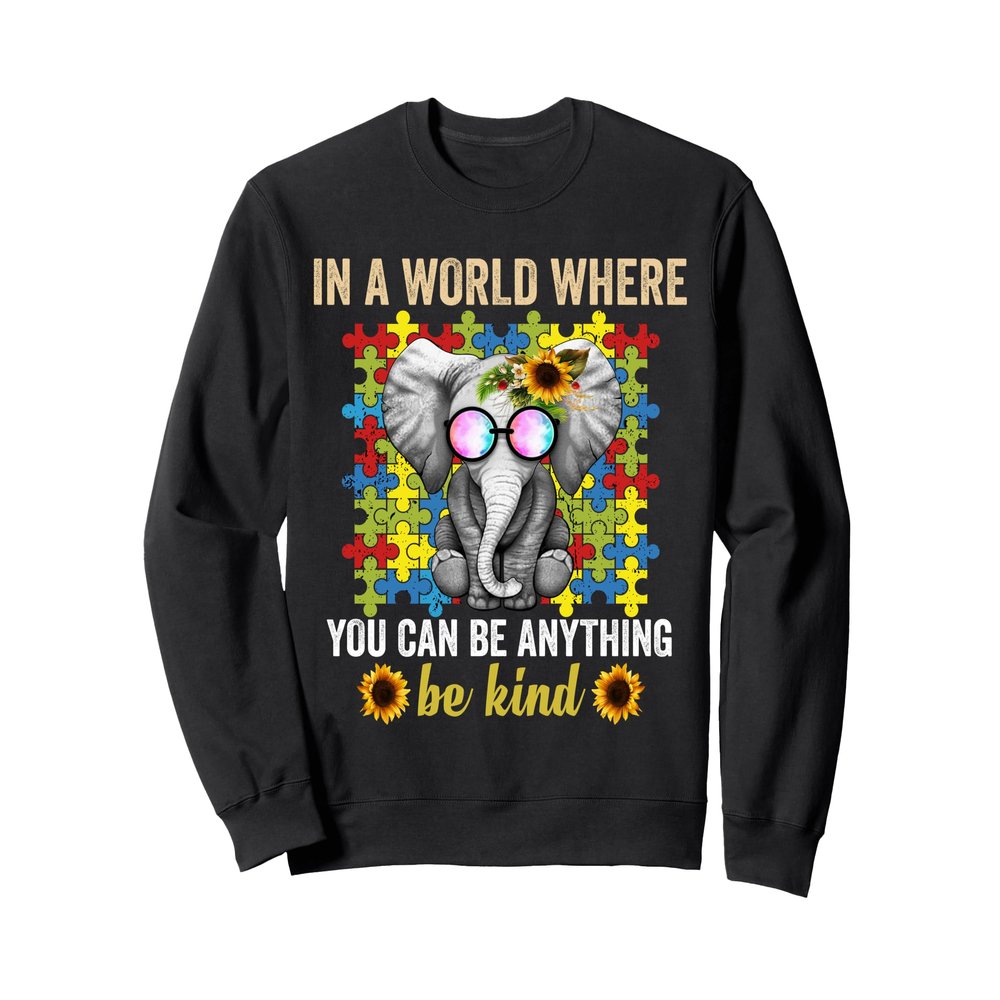 Be Kind Autism Awareness Cute Elephant Puzzle Sweatshirt
