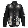 chouyatou Women's Spring Fall Wear Ripped Hole Casual Mid Long Denim Jacket Coat (Medium, Black) view 3