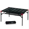 iClimb Extendable Folding Table Large Tabletop Area Ultralight Compact with Hollow Out Tabletop and Carry Bag for Camping Backpacking Beach Concert BBQ Party, Three Size (Black - XL) view 1