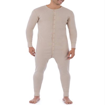Fruit of The Loom Men's Premium Thermal Union Suit, Oatmeal, X-Large