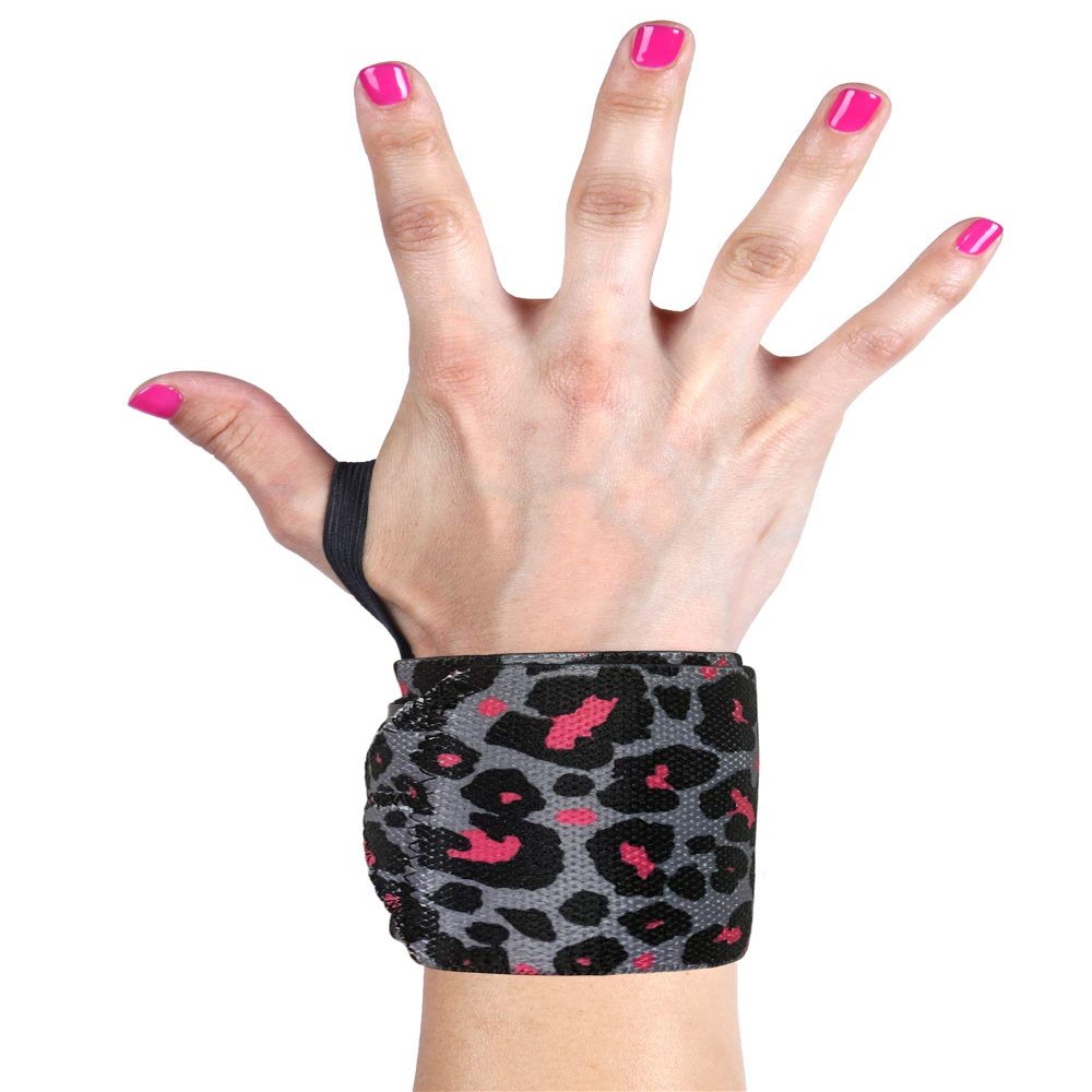 Womens Wrist Wraps for Gym, Exercise, Bodybuilding Workout | G-Loves Quality, Thumb Loops, Weightlifting, Powerlifting, Cross Training Workout 12" Durable Wraps (12", Rock Star Leopard)