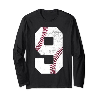 9th Birthday Gift Baseball Shirt Boys Kids Nine 9 2015 Long Sleeve T-Shirt