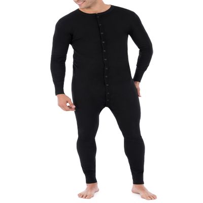 Fruit of The Loom Men's Premium Thermal Union Suit, Black, Medium