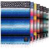 Authentic Extra Large Mexican Blanket - Handwoven Yoga, Serape, Artisanal Falsa, Beach, Camping, Picnic, Outdoor Blanket (King Turquoise) view 1