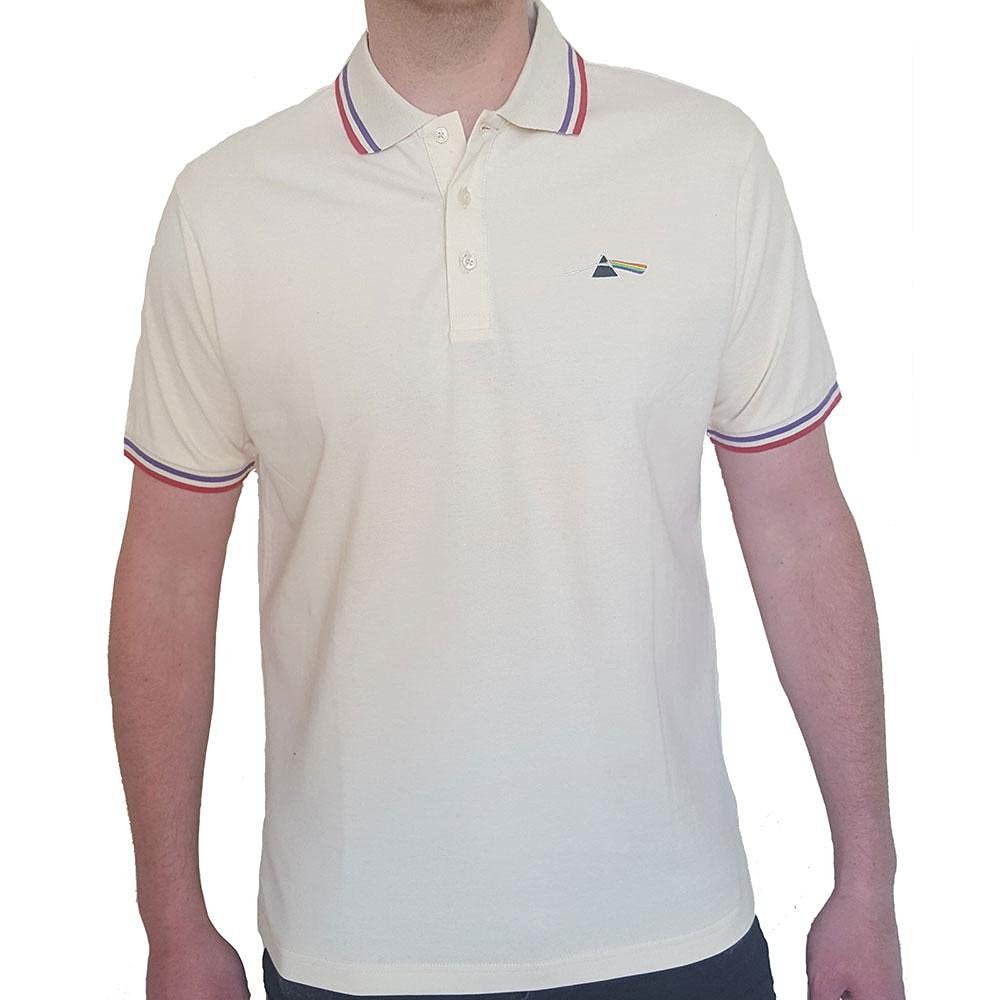 Pink Floyd Polo Shirt Dark Side of The Moon Prism Logo Official Mens Natural Size XXL