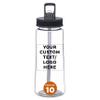 DISCOUNT PROMOS Custom Plastic Sports Bottles with Spill-Proof Lids and Straw  22 oz.  Set of 10  Personalized Bulk Pack - Reusable, Perfect for Gym, Outdoor Sports, Home, Office - Clear view 1