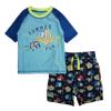 Quicksand Boys' 2-Piece UPF 50+ Rash Guard and Swimsuit Trunks Set, Turquoise Summer Fun 3T view 1