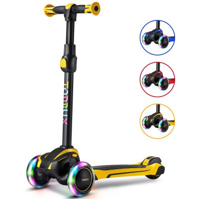 TONBUX Kids Scooter for Age 3-12, Toddler Scooter with 4 Adjustable Heights, Light Up 3-Wheels Scooters, Shock Absorption Design, Lean to Steer, Balance Training Scooters for Kids