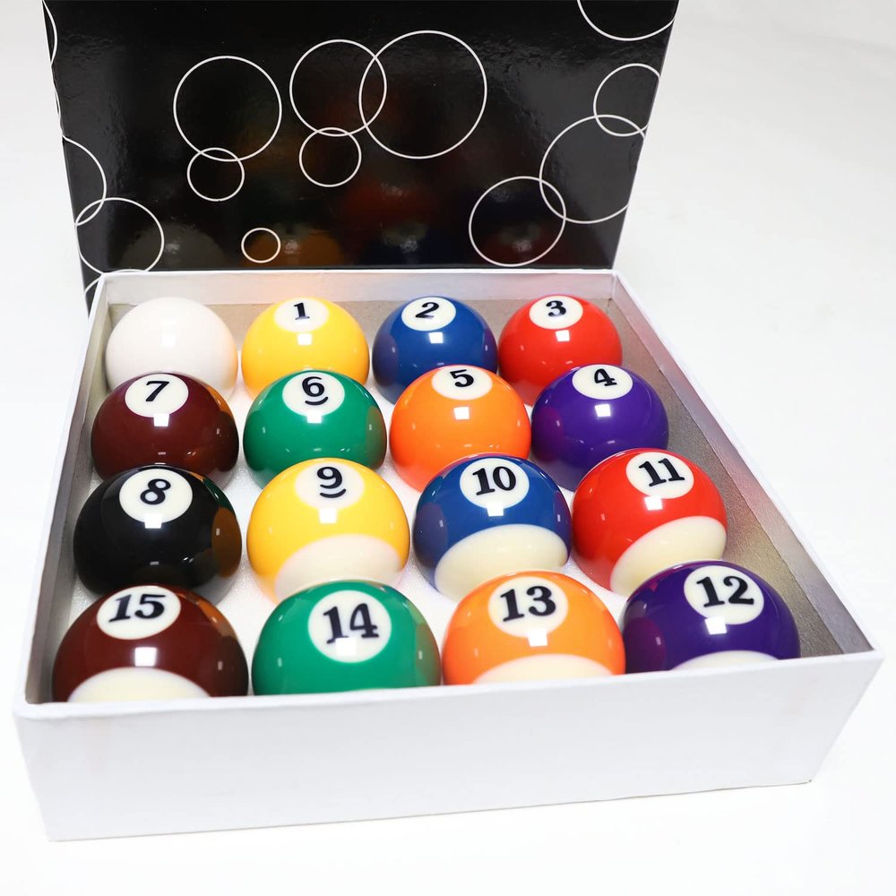 Billiard Ball/Pool Ball Set for Regular Pool Table, Pure Resin Pool Table Balls in Regulation Size (2-1/4)