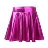 renvena Kids Girls Shiny Metallic Stretchy Flared High Waist Mini Skater Skirt A-Line Pleated Athletic Dance Skirt Rose 10 Years view 1