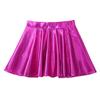 renvena Kids Girls Shiny Metallic Stretchy Flared High Waist Mini Skater Skirt A-Line Pleated Athletic Dance Skirt Rose 10 Years view 2