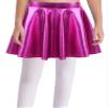 renvena Kids Girls Shiny Metallic Stretchy Flared High Waist Mini Skater Skirt A-Line Pleated Athletic Dance Skirt Rose 10 Years view 3