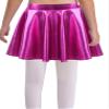 renvena Kids Girls Shiny Metallic Stretchy Flared High Waist Mini Skater Skirt A-Line Pleated Athletic Dance Skirt Rose 10 Years view 4