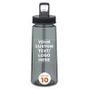 DISCOUNT PROMOS Custom Plastic Sports Bottles with Spill Proof Lids 22 oz. Set of 10, Personalized Bulk Pack - Reusable, With Straw, Perfect for Gym, Outdoor Sports, Home, Office - Charcoal view 1