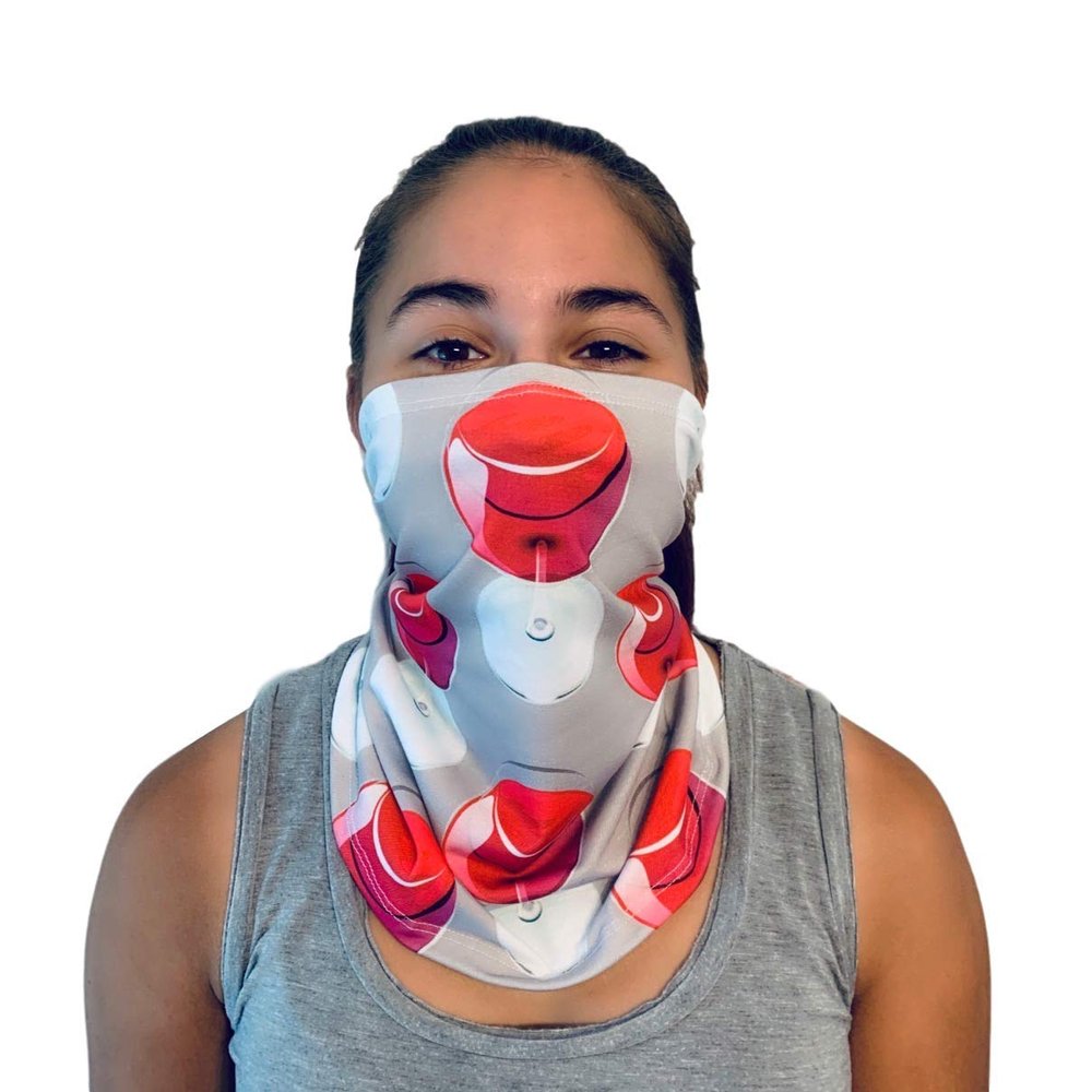 Wine Print Neck Gaiter Scarf | Bandana, Balaclava, Headband, Face Mask Men Women | Made in USA | Washable, Reusable