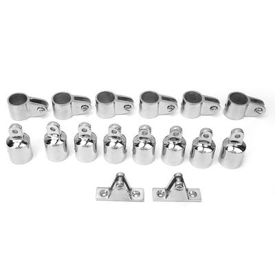 ViaGasaFamido 16Pcs Bimini Top Hinge Rail Mount Boat 3-Bow Bimini Top Cover Cap Stainless Steel Boat Fittings Hardware Hinge Mount Jaw Slide Bimini Top Eye End Kit 25mm/1in