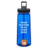 DISCOUNT PROMOS Custom Plastic Sports Bottles with Spill Proof Lids 22 oz. Set of 10, Personalized Bulk Pack - Reusable, With Straw, Perfect for Gym, Outdoor Sports, Home, Office - Blue view 1