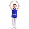 Moily Little Big Girls Athletic Two Pieces Outfit Racer Back Tank Top Shirts with Booty Shorts Ballet/Dance/Sports Blue 5-6 view 1