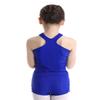 Moily Little Big Girls Athletic Two Pieces Outfit Racer Back Tank Top Shirts with Booty Shorts Ballet/Dance/Sports Blue 5-6 view 3