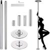 9.25 ft 45mm Extendable Spinning Static Dancing Pole High Precision and Seamless Joints Spinning or Static Modes Exercise Pole No-drilling Needed for using at Home, Stage, Club, Dance Studio (Silver) view 1