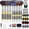 Darts Metal Tip Set, 20 Grams and 24 Grams Steel Tip Darts Set, Professional Metal Tipped Accessories with Sharpener Tool Kit, Aluminum Shafts, Brass Barrels, Carrying Case, Extra Flights view 1