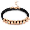 Albeads Custom Bracelet Personalized Black Braid Leather Bracelets with 1-10 Names Engraved in Custom Beads Custom ID Bracelet for Mens Women view 1