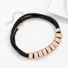 Albeads Custom Bracelet Personalized Black Braid Leather Bracelets with 1-10 Names Engraved in Custom Beads Custom ID Bracelet for Mens Women view 3