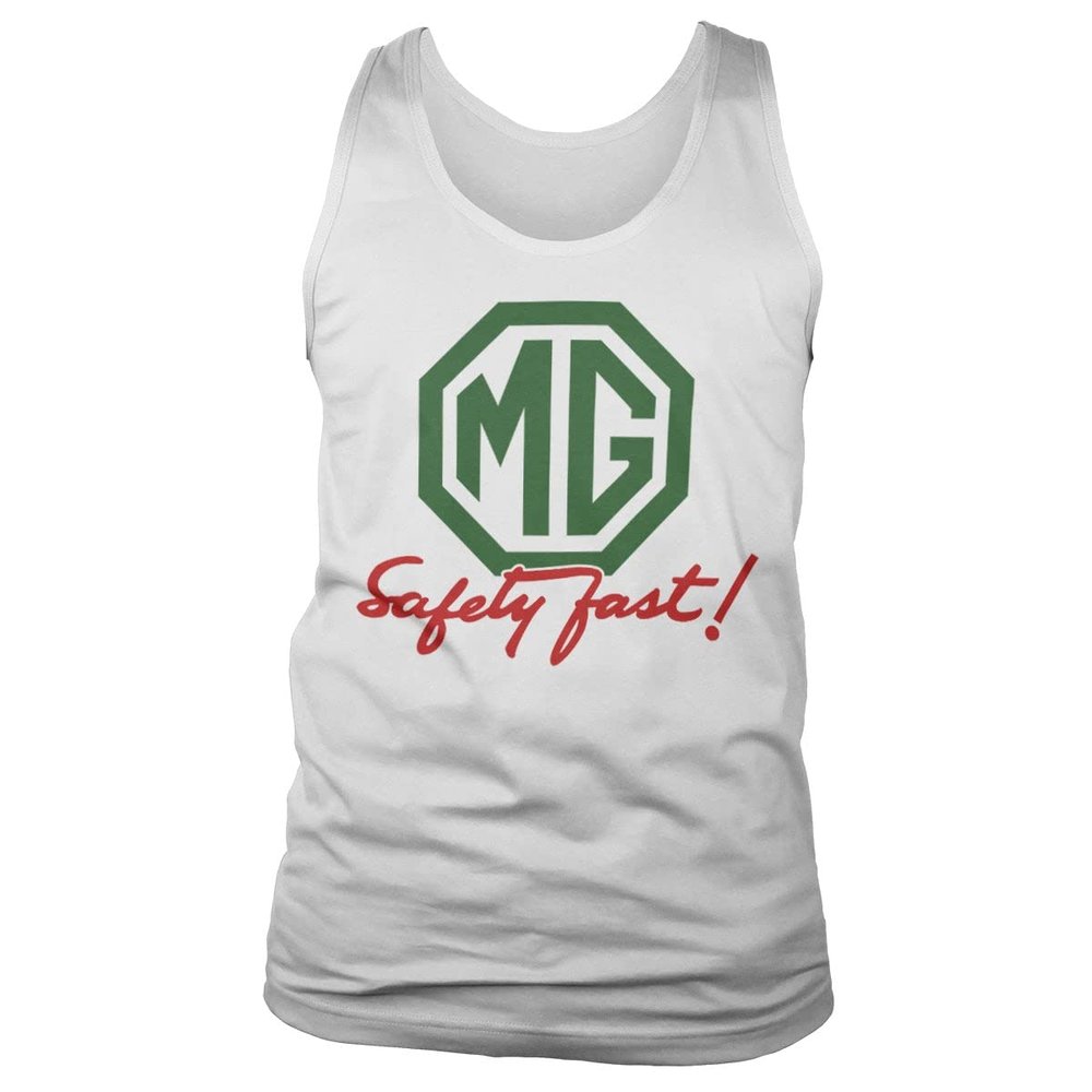 Officially Licensed M.G. Safely Fast Mens Tank Top Vest (White), XL