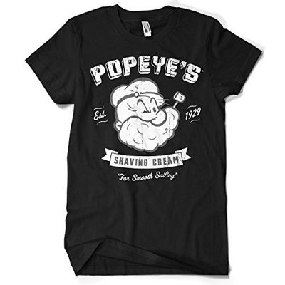 Popeye Officially Licensed s Shaving Cream Mens T-Shirt Big & Tall Mens T-Shirt (Black), 5XL