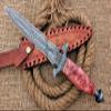 HUNTEX Unique Custom Handmade Hand-Forged Ladder Pattern Damascus Steel 15 Inch Long Full Tang Marble Handle Razor Sharp Hunting Camping Dagger Knife with Genuine Leather Sheath view 3