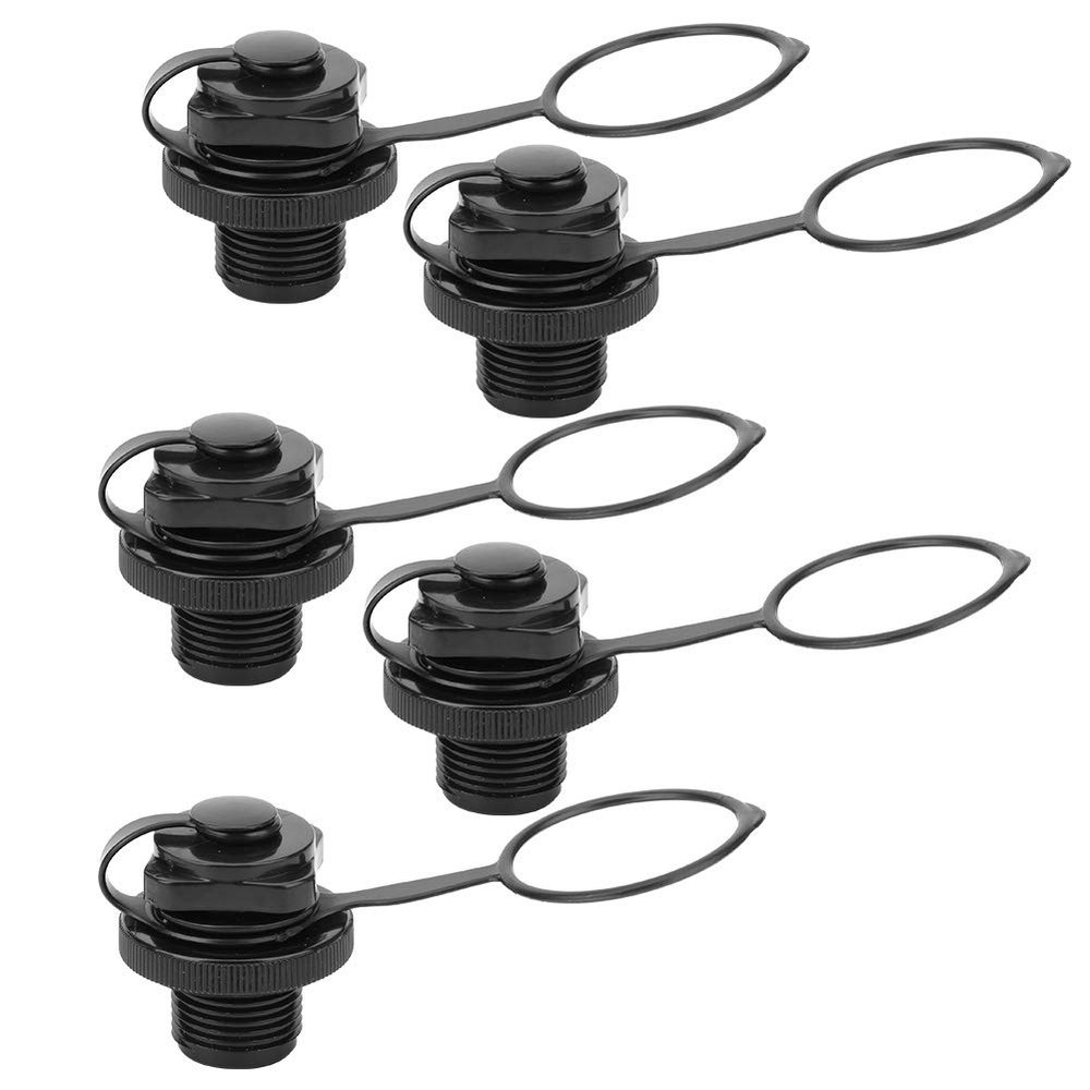 Alomejor 5Pcs Inflatable Boat Air Valve Cover PVC Air Gas Valve Cover Replacement for Boat Dinghy Kayak Canoe(Black)
