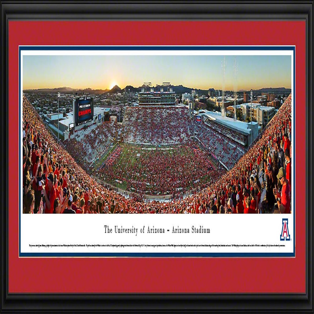 Arizona Football, Stripe the Stadium - 44x18-inch Panoramic Deluxe Framed Picture with Mat