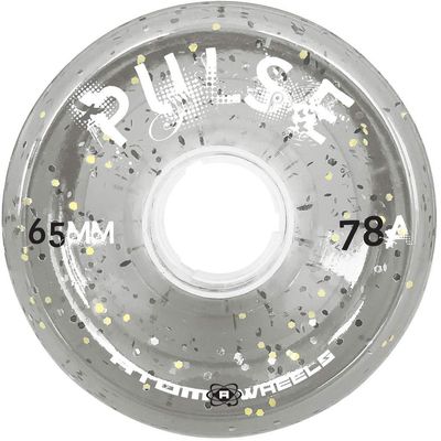 ATOM SKATES Pulse Outdoor Quad Roller Wheels 78A, Clear Glitter, Set of 8, 65mm x 37mm
