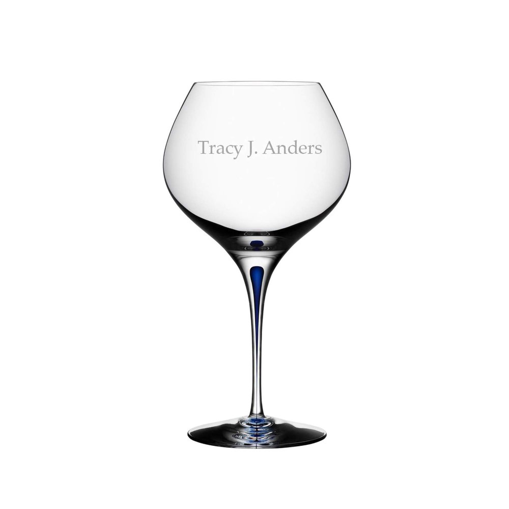 Orrefors Intermezzo Personalized Bouquet Wine Tasting Glass, Custom Engraved Large 20oz Crystal Wine Tasting Glass for Red or White Wine