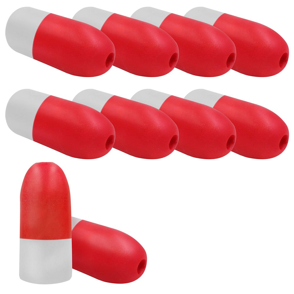 JEZERO Deep Water Fishing Floats: Great for Trail Markers, Dock Floats, Swim Buoy, Kayak Anchor Kit, Pool Buoy, Crabbing & Boats | 10 Pack - RED & White, 5" x 11" (Lfloat-RW-10PK)