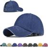 Washed Style Ponytail Top Hats for Women Baseball Caps High Messy Bun Caps Ponycaps Dad Hats (Navy Blue) view 2